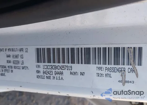 2012 Chrysler 200 Limited from USA, damaged, VIN 1C3CCBCBXCN257319